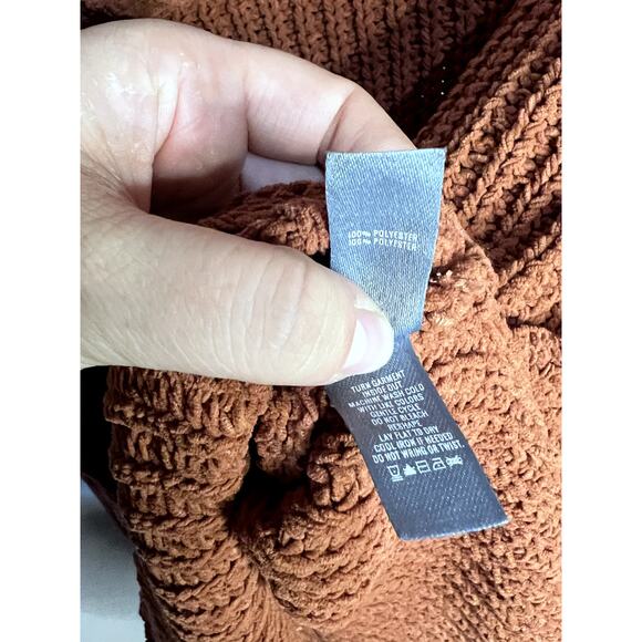 Aerie Burnt Orange Rust Brown Plush Knit Boatneck Cozy Fall Sweater - Picture 8 of 9